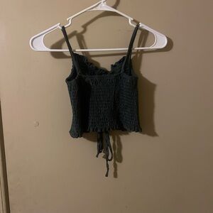 Elegant Dark Green Smocked Tank Top